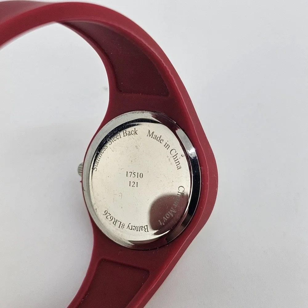 30MM Women's Christmas Watch White Dial Red Plastic Bands New‎ Battery